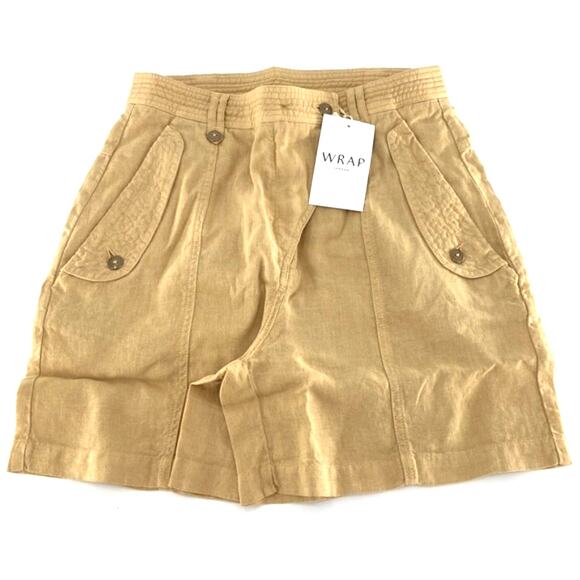 Wrap London Women's Golden Sand High-waisted Flap-pocket Shorts Size 4 - Picture 14 of 16